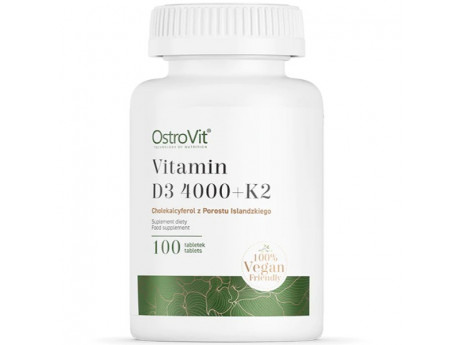 Vitamin D3 4000 + K2 Vegan OstroVit (100 таблеток)
