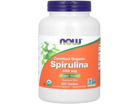 Organic Spirulina 500 мг NOW (500 таблеток)