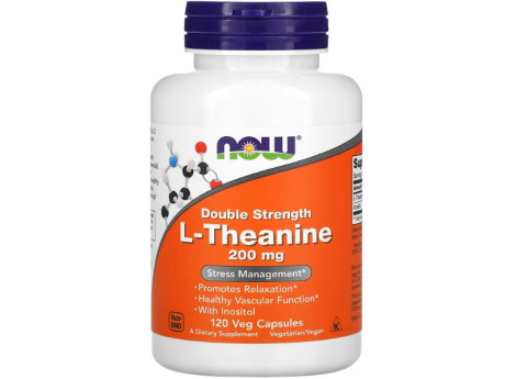 Double Strength L-Theanine 200мг NOW Foods (120 вег капсул)