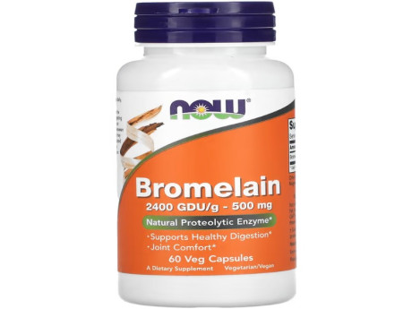 Bromelain 500мг NOW Foods (60 вег капсул)