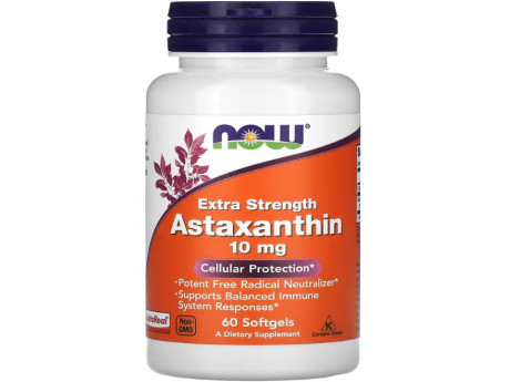 Astaxanthin 10мг NOW Foods (60 вег капсул)