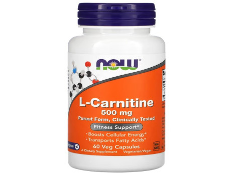 L-Carnitine 500мг NOW Foods (60 вег капсул)