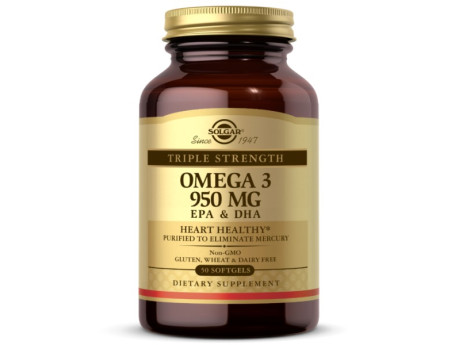 Triple Strength Omega 3 950мг Solgar (50 капсул)
