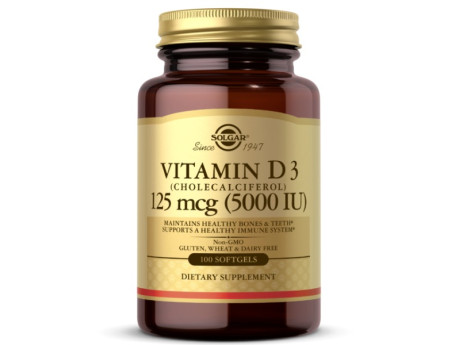 Vitamin D3 125мкг 5000 IU Solgar (100 капсул)