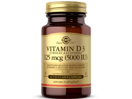 Vitamin D3 125мкг 5000 IU Solgar (60 капсул)