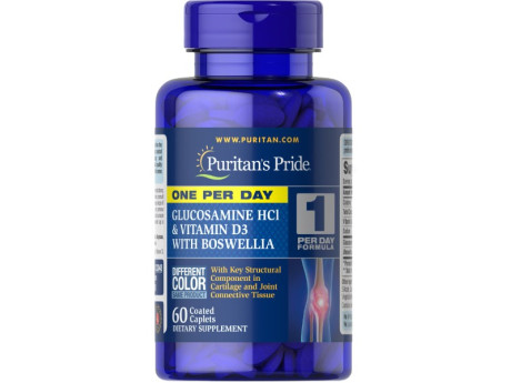 One Per Day Glucosamine Vitamin D3 Boswellia Puritan's Pride (60 таблеток)
