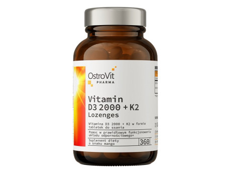 Pharma Vitamin D3 2000 + K2 Lozenges OstroVit (360 таблеток)