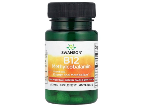 Vitamin B12 Methylcobalamin Black Cherry Flavored 2500мкг Swanson (60 таблеток)