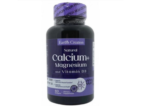 Calcium Magnesium + Vitamin D3 Earth‘s Creation (60 капсул)