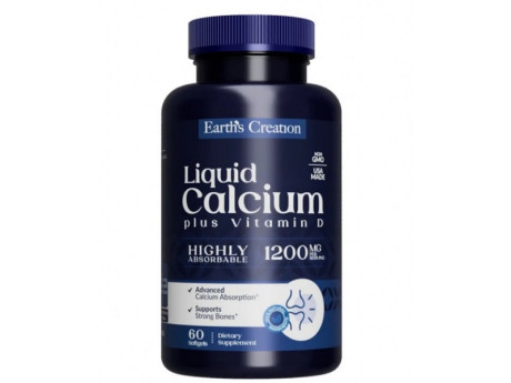 Liquid Calcium 1200 Plus Vitamin D3 Earth‘s Creation (60 капсул)