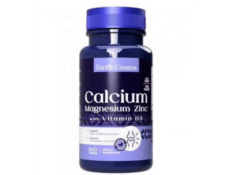 Calcium, Magnesium, Zinc + Vit D3 Earth‘s Creation (100 таблеток)