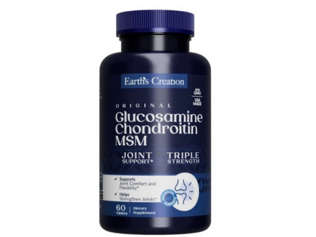 Glucosamine, Chondrotin, MSM (1500/1200/500мг) Earth‘s Creation (60 таблеток)
