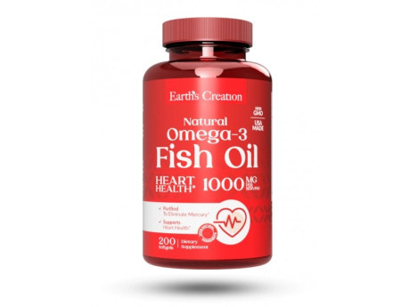 Omega 3-1000мг (Cholesterol Free) Earth‘s Creation (200 капсул)