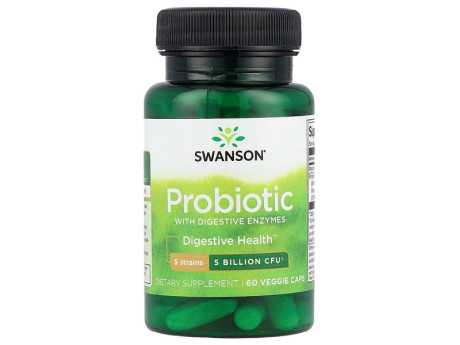  Probiotic with Digestive Enzymes 5 Billion CFU Swanson (60 капсул)