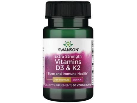 Vitamins D3 & K2 - 5,000 IU & 100мкг Swanson (60 вег капсул)