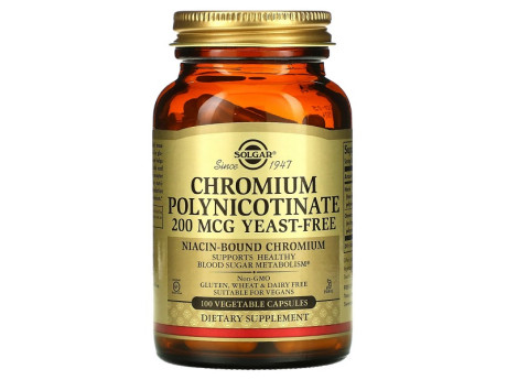 Chromium Polynicotinate Yeast Free 200мкг Solgar (100 капсул)