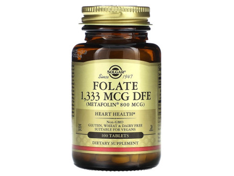 Folate 1333мкг DFE (Metafolin 800мкг) Solgar (100 таблеток)