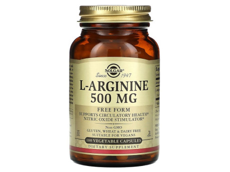 L-Arginine 500мг Solgar (100 вег капсул)