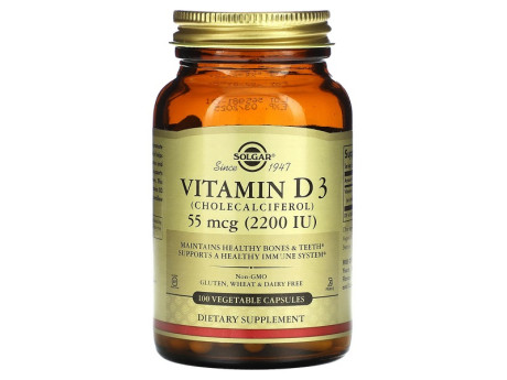 Vitamin D3 55мкг 2200 IU Solgar (100 капсул)