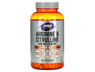 ARGININE 500мг & CITRULLINE 250мг NOW foods (240 капсул)