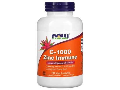 C-1000 ZINC IMMUNE Now Foods (180 вег капсул)