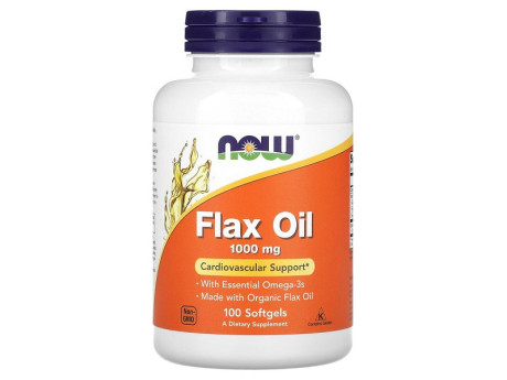 FLAX OIL ORGANIC 1000мг NOW Foods (100 капсул)