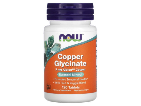 COPPER GLYCINATE 3мг Now Foods (120 таблеток)