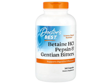 Betaine HCL Pepsin & Gentian Bitters Doctor's Best (360 капсул)