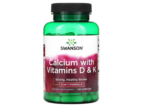 Calcium with Vitamins D & K Swanson (100 капсул)