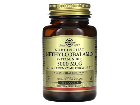 Sublingual Methylcobalamin (Vitamin B12) 5000мг Solgar (60 капсул)