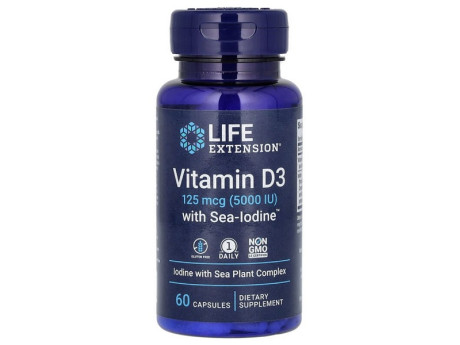 Vitamin D3 with Sea-Iodine 5000 IU Life Extension (60 капсул)