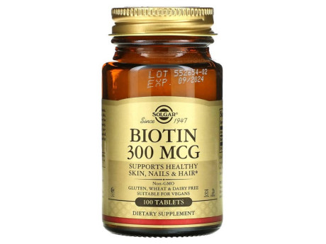 Biotin 300мкг Solgar (100 таблеток)