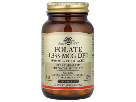 Folate 1333 (Folic Acid 800мкг) Solgar (250 таблеток)