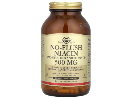 Niacin No-Flush 500мг Solgar (250 вег капсул)