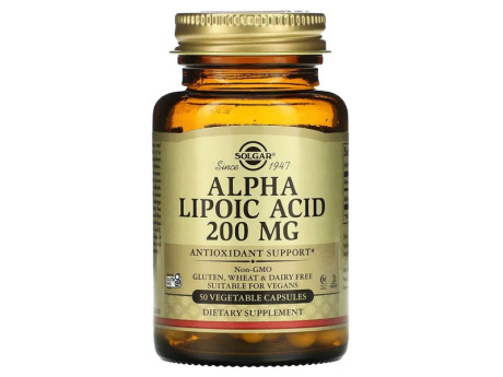 Alpha Lipoic Acid 200мг Solgar (50 вег капсул)