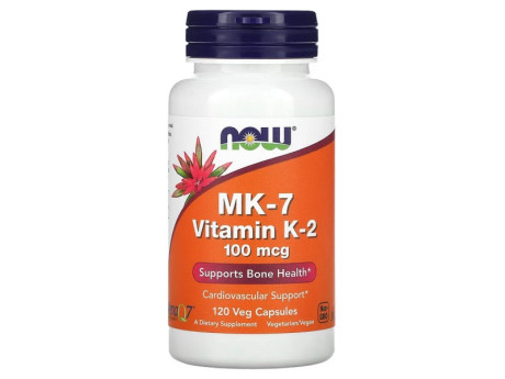 MK-7 Vitamin K-2 100мкг NOW foods (120 вег капсул)
