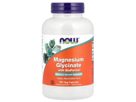 Magnesium Glycinate with BioPerine Now Foods (180 вег капсул)