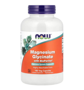 Magnesium Glycinate with BioPerine Now Foods (180 вег капсул)
