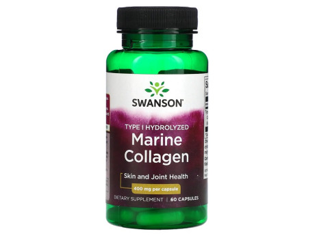 Type I Hydrolyzed Marine Collagen Peptides 400мг Swanson (60 капсул)