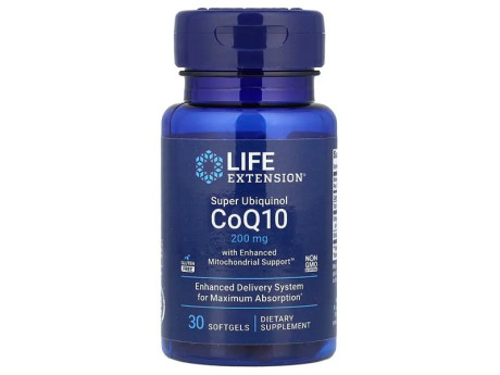 Super Ubiquinol CoQ10 with Enhanced Mitochondrial Support™ 200мг Life Extension (30 вег капсул)