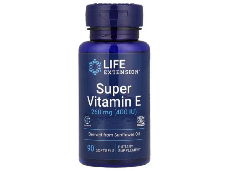 Super Vitamin E 268мг (400 IU) Life Extension (90 капсул)