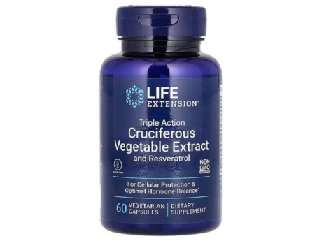 Triple Action Cruciferous Vegetable Extract and Resveratrol Life Extension (60 вег капсул)