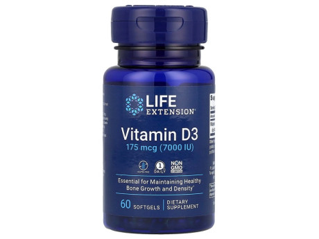 Vitamin D3 175мкг (7000 IU) Life Extension (60 капсул)