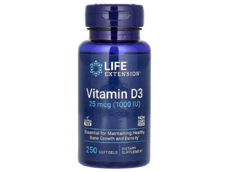 Vitamin D3 25мкг (1000 IU) Life Extension (250 капсул)