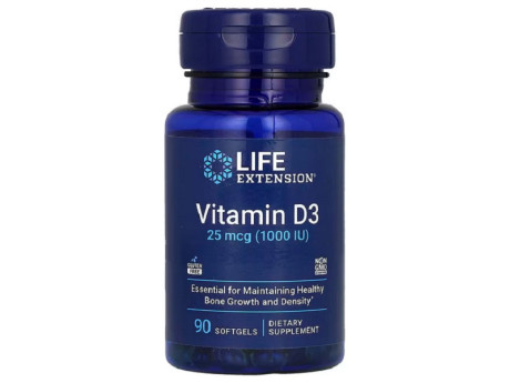 Vitamin D3 25мкг (1000 IU) Life Extension (90 капсул)
