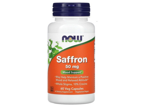 Saffron 50мг Now Foods (60 вег капсул)