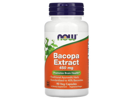 Bacopa Extract 450мг Now Foods (90 вег капсул)