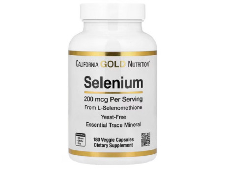 Selenium Yeast-Free 200мкг California Gold Nutrition (180 вег капсул)