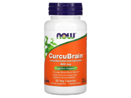 CurcuBrain 400мг NOW Foods (50 вег капсул)