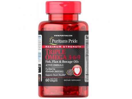 Maximum Strength Triple Omega 3-6-9 Fish Flax and Borage Oils 